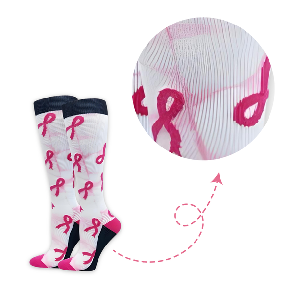 ThinkMedical Tie Dye Pink Ribbon Compression Sock